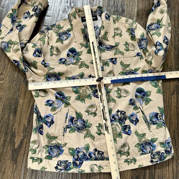 Sag Harbor Sport Women Jacket & Pants Outfit Set Tan Blue Roses Floral Sz Large - Picture 7 of 7
